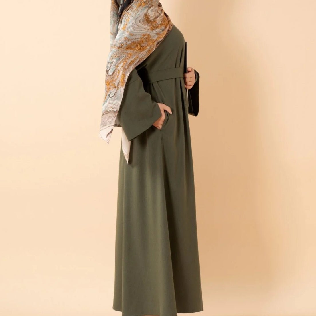Premium Linen Effect Pullover Abaya with Pockets (MA341)
