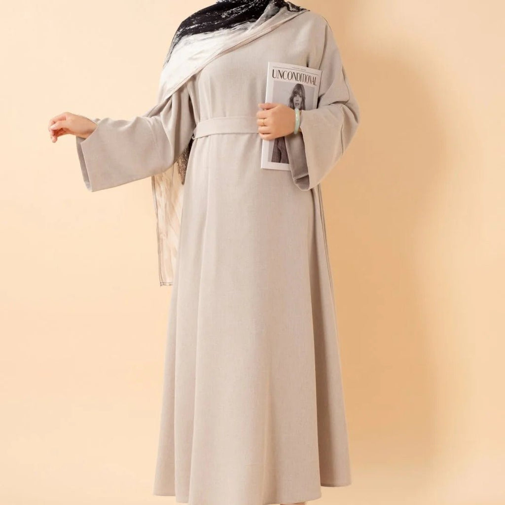 Premium Linen Effect Pullover Abaya with Pockets (MA341)