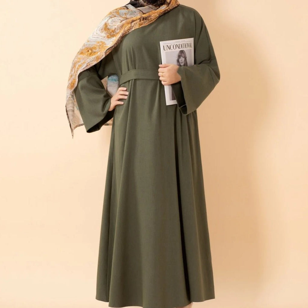 Premium Linen Effect Pullover Abaya with Pockets (MA341)
