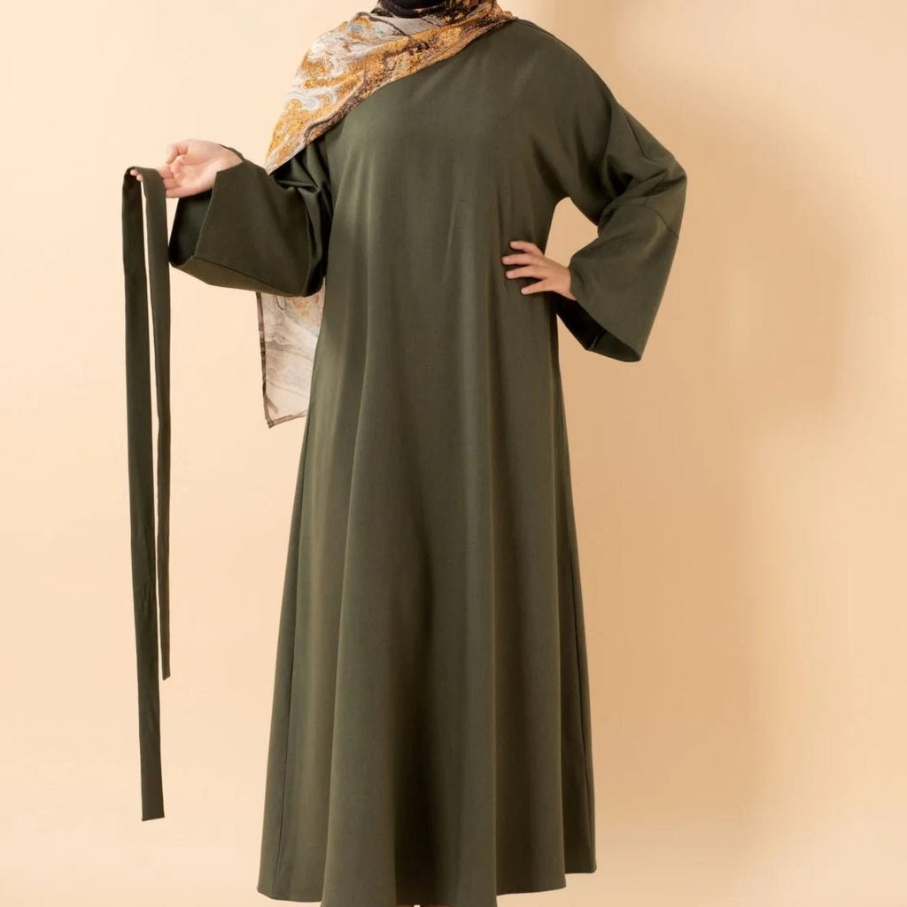 Premium Linen Effect Pullover Abaya with Pockets (MA341)