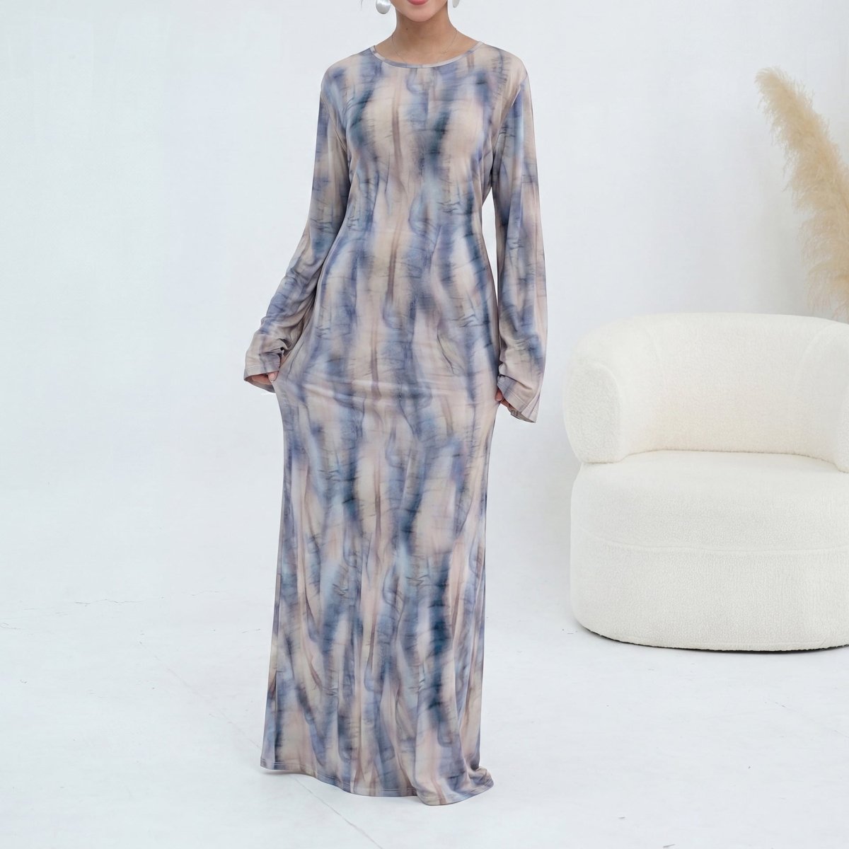Print Stretch Maxi Dress(MS429)