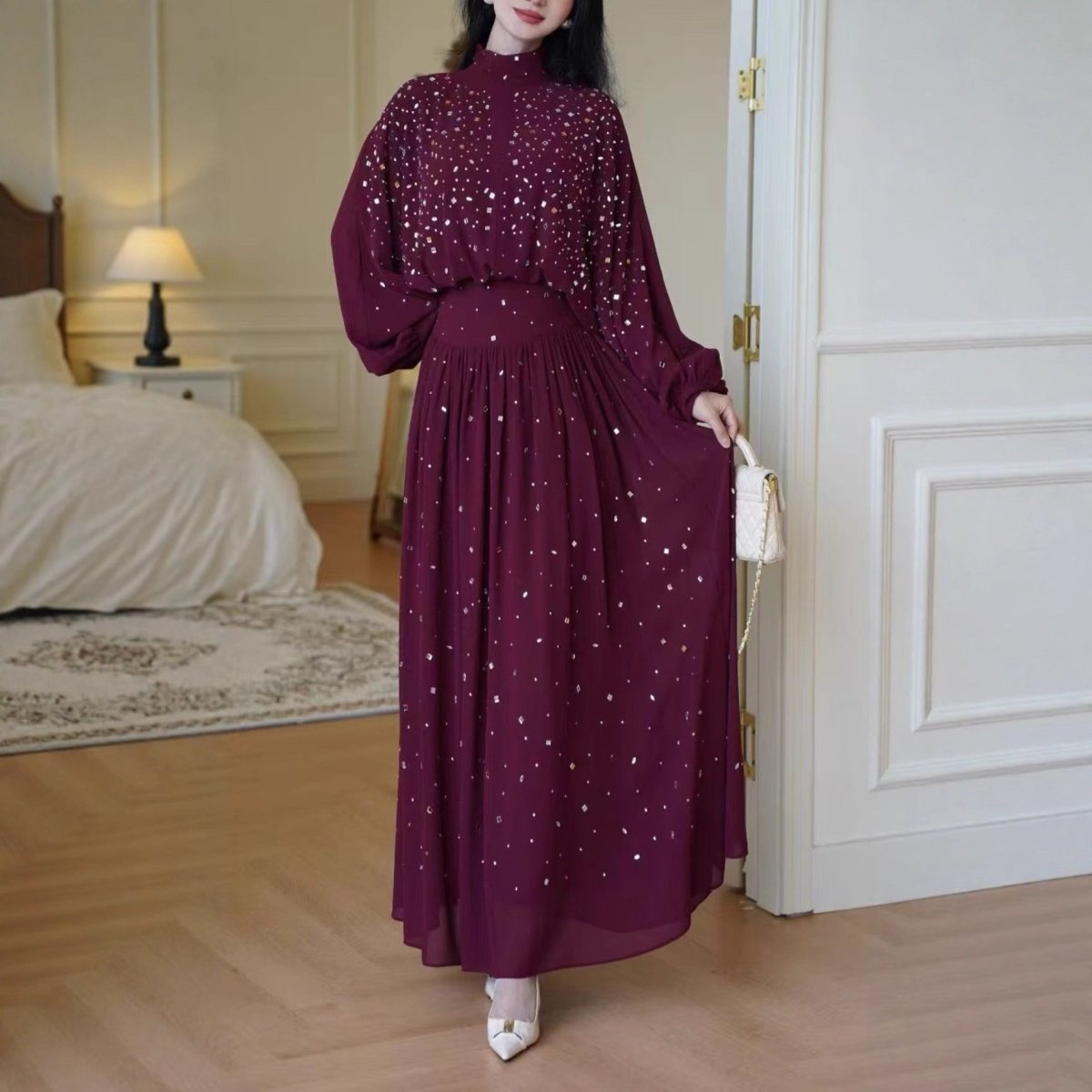 Rhinestone Embellished Two-Piece Set(MS383)