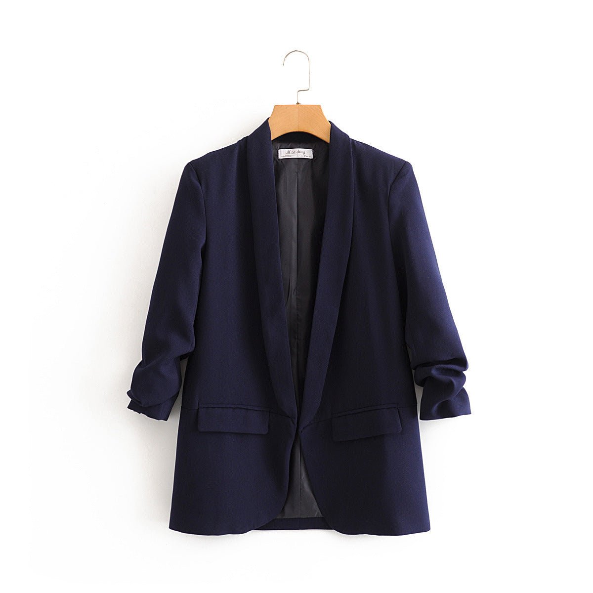 Ruched Sleeve Blazer | Three-Quarter Sleeve Longline Jacket (MS241)