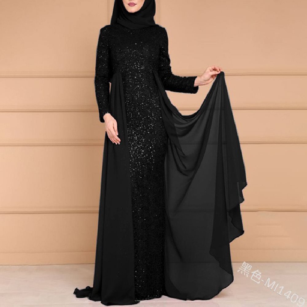 Sequin Gown Long Sleeve Fitted Maxi Dress(MS235)