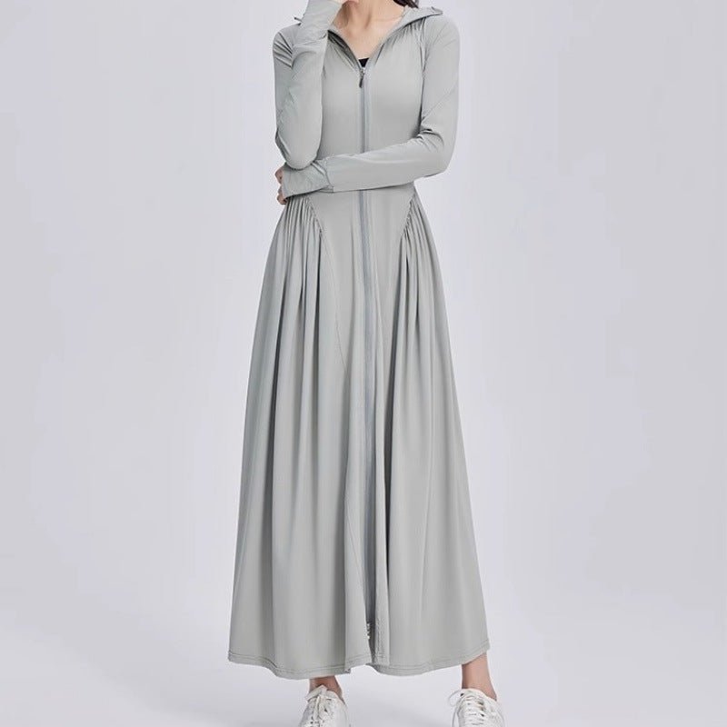 Slim-fit Long Sunscreen Jacket & Skirt Set - UPF 50+ Full Body Sun Protection - Beach Cover-up(MS106)