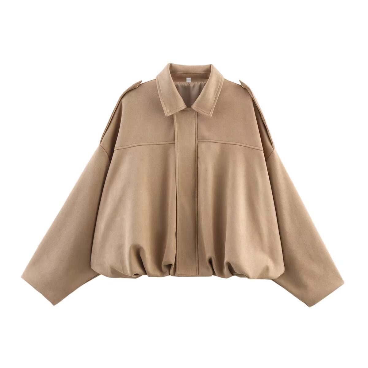 Suede Bomber Jacket | Collared Flight Jacket with Shoulder Tabs(MS240)