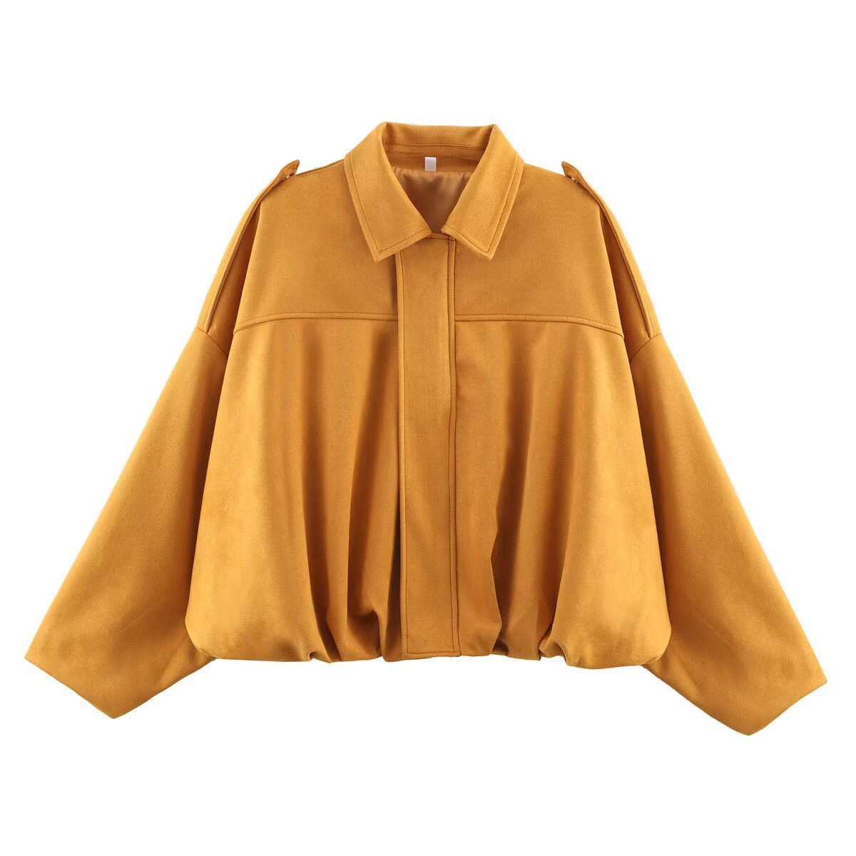 Suede Bomber Jacket | Collared Flight Jacket with Shoulder Tabs(MS240)