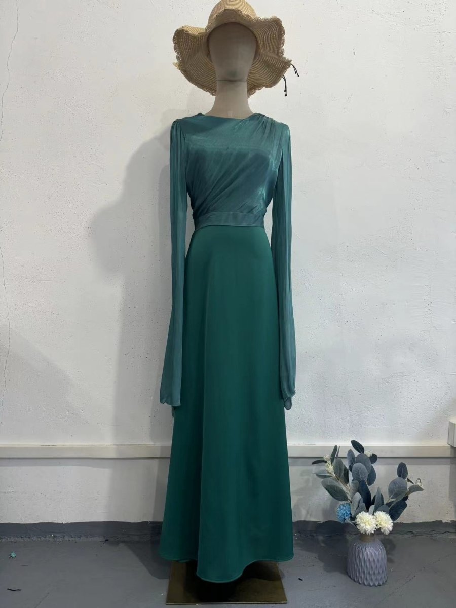 Elegant Summer Satin Slim Dress with Glass Yarn Pendulum Sleeves (MA161)