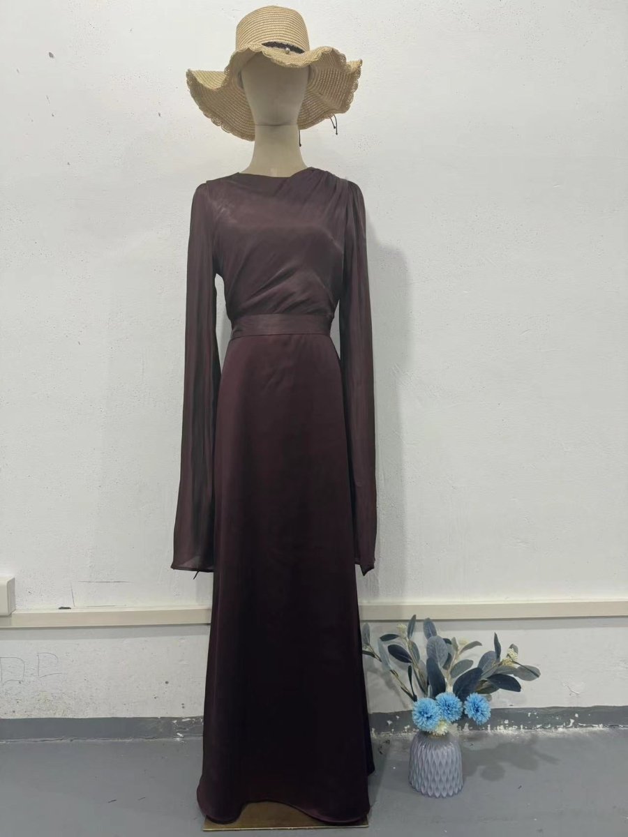 Elegant Summer Satin Slim Dress with Glass Yarn Pendulum Sleeves (MA161)