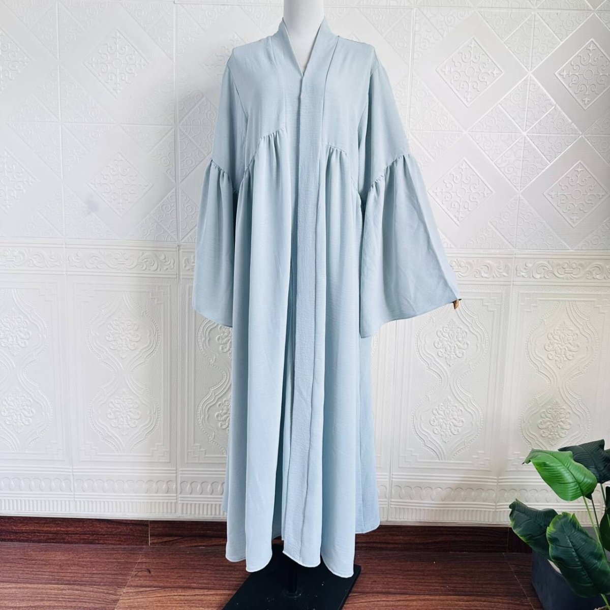 Tiered Bell Sleeve Open Abaya (MOA298)