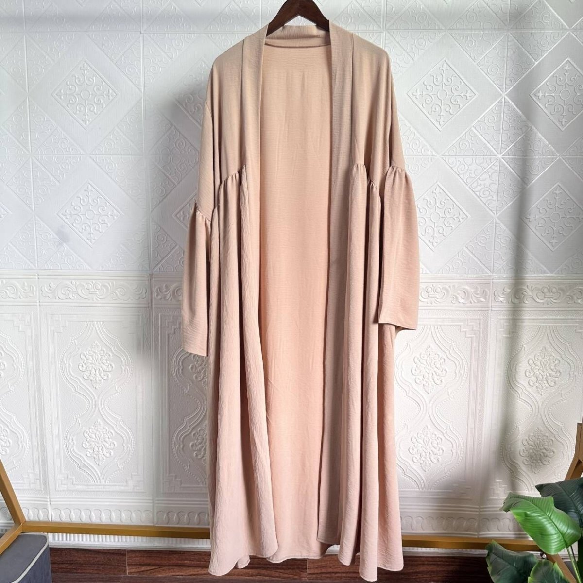 Tiered Bell Sleeve Open Abaya (MOA298)
