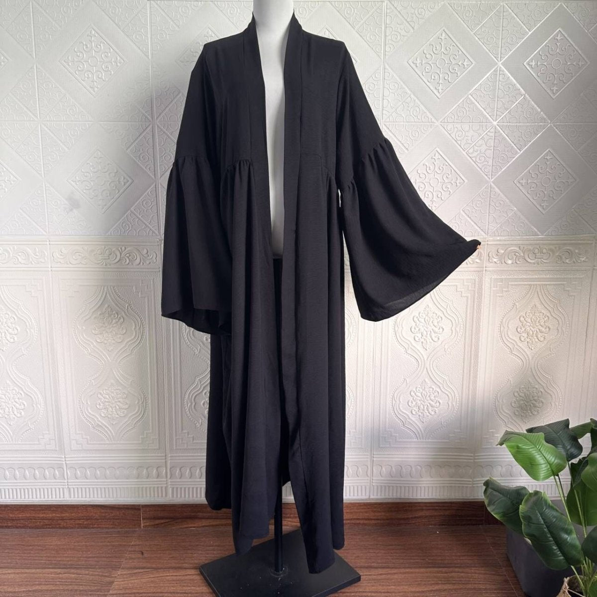 Tiered Bell Sleeve Open Abaya (MOA298)